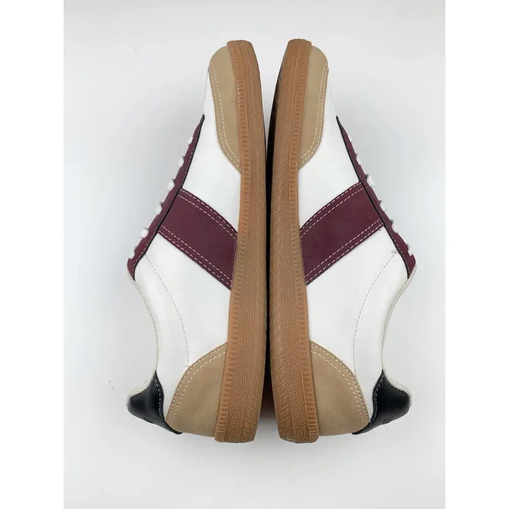 J Crew Field Sneakers Retro Tan Red Casual Faux Leather Lifestyle Women's 10